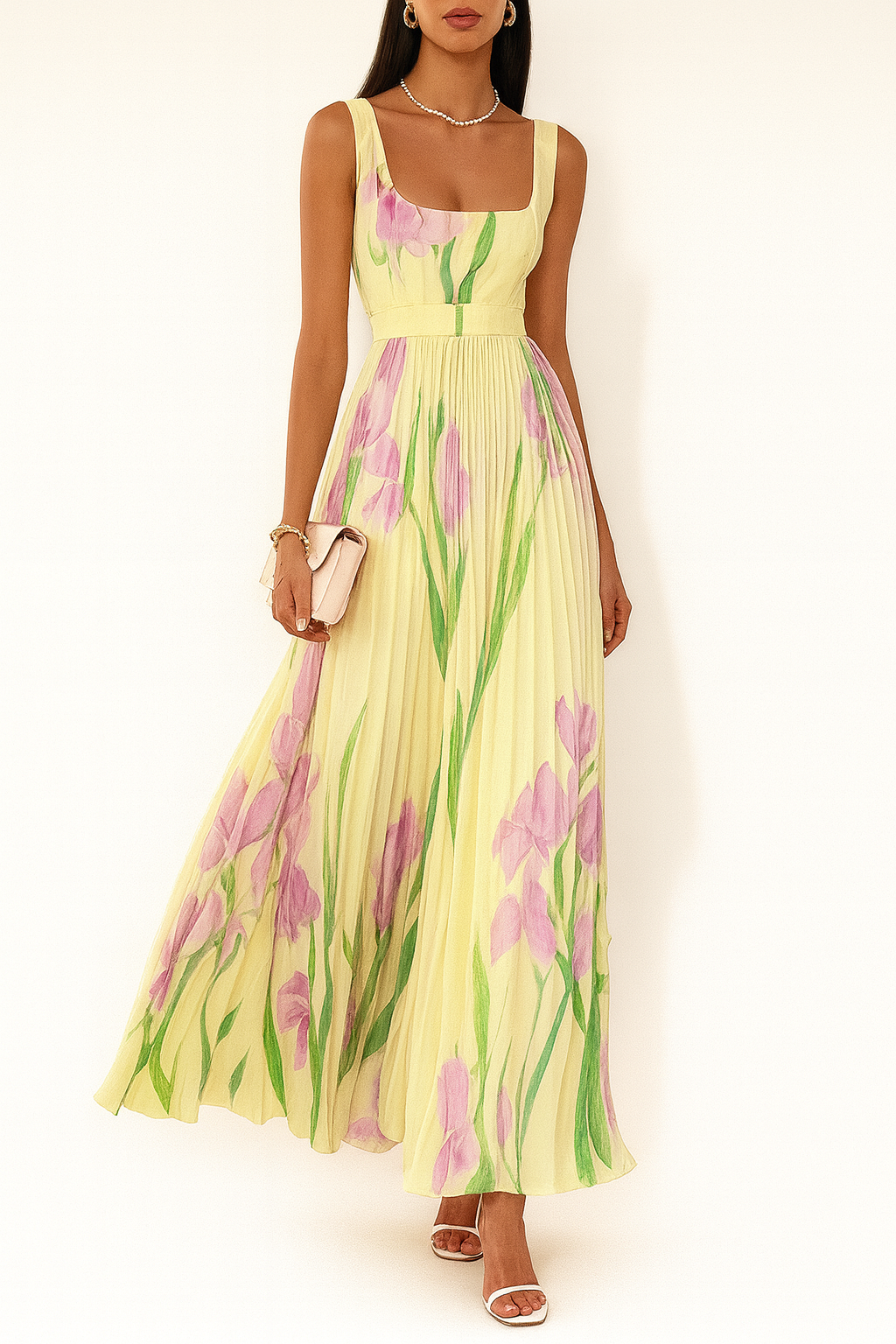 EVIE | Pleated Sleeveless Maxi Dress