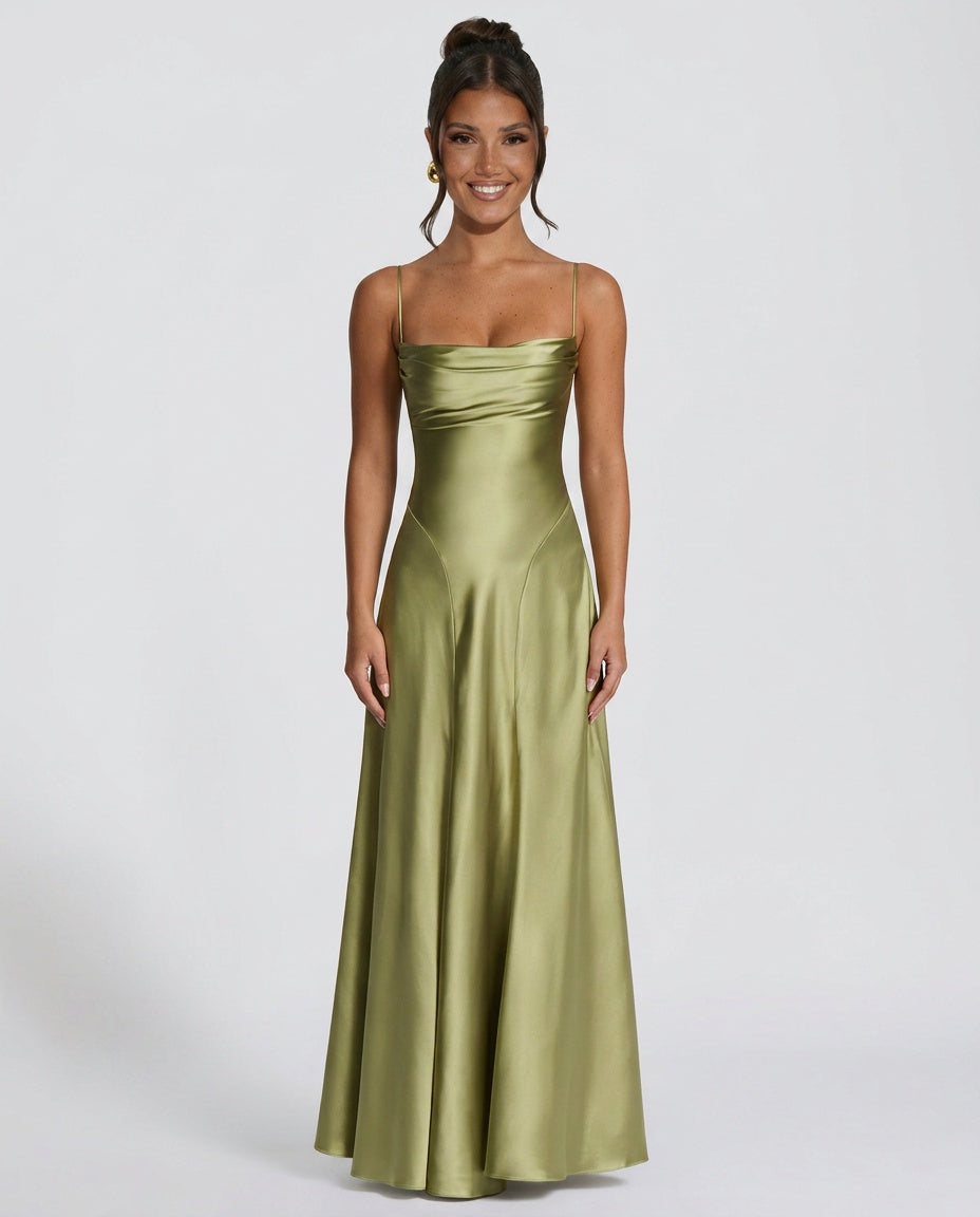 EVIE | Ruched Spaghetti Strap Bodycon Maxi Dress