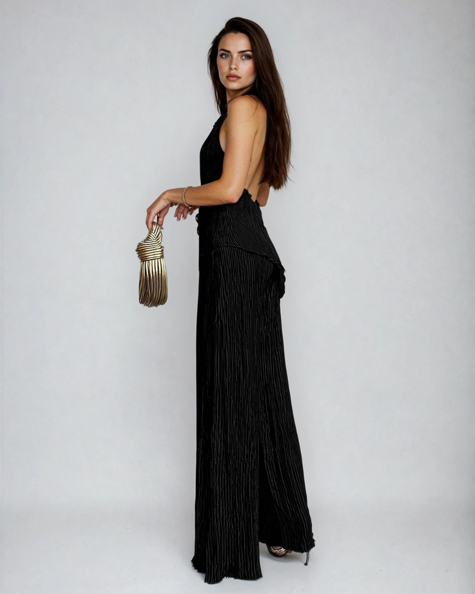 EVIE | Pleated Halter Two-Piece Set