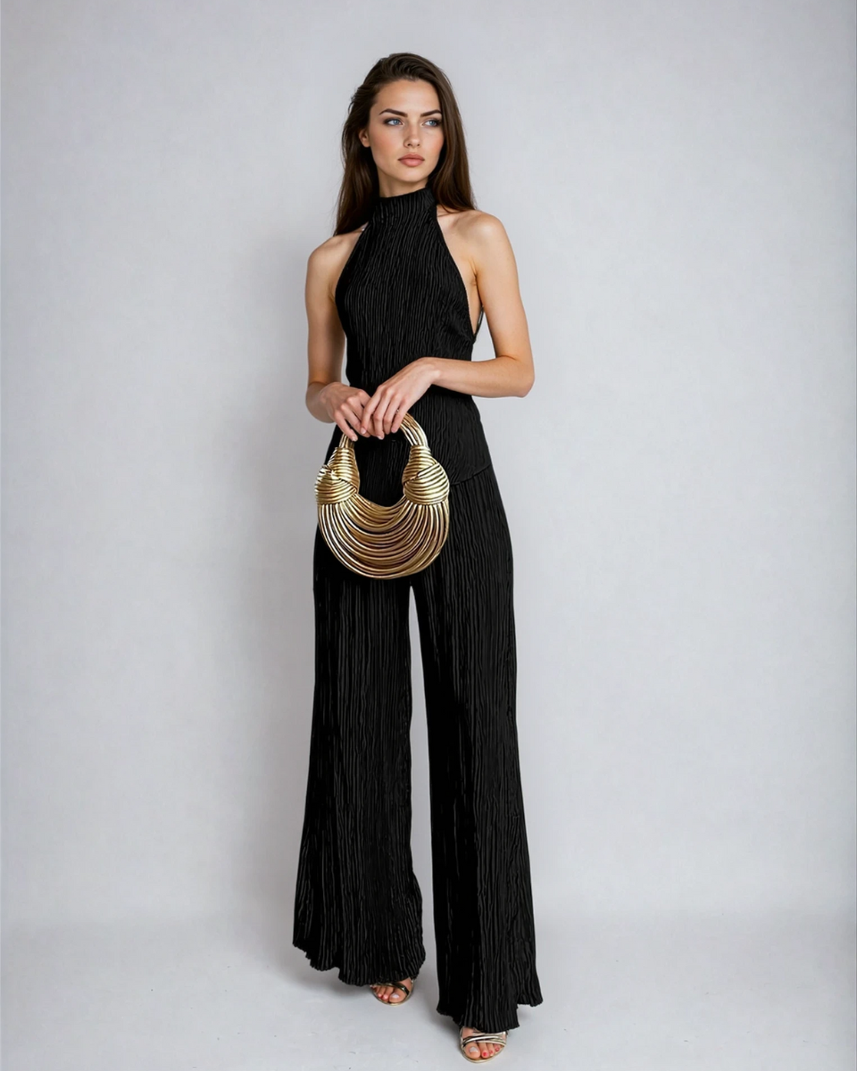 EVIE | Pleated Halter Two-Piece Set