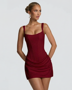 EVIE | Corset Draped Skirt Mini Dress