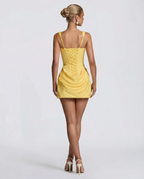 EVIE | Corset Draped Skirt Mini Dress