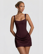 EVIE | Corset Draped Skirt Mini Dress