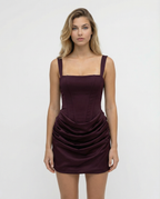 EVIE | Corset Draped Skirt Mini Dress