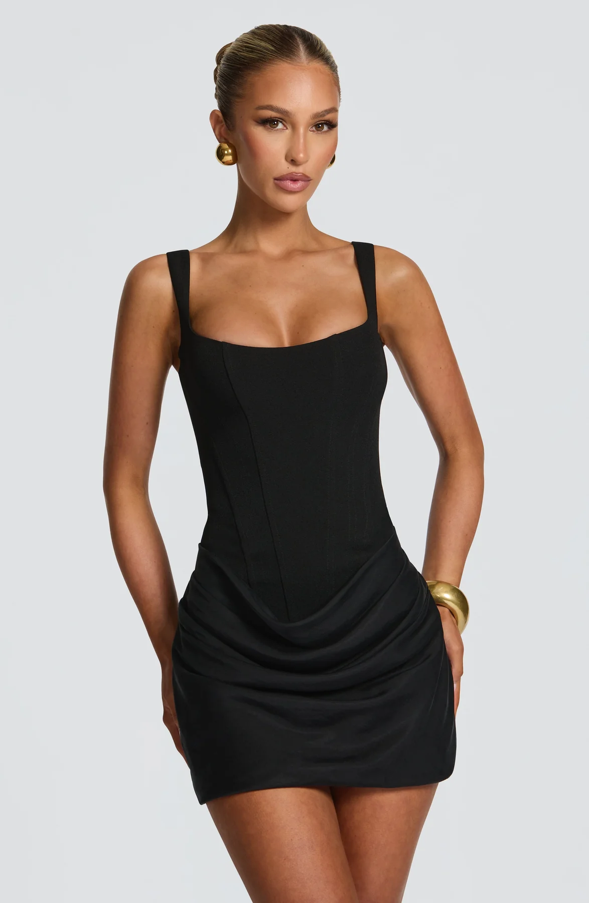 EVIE | Corset Draped Skirt Mini Dress