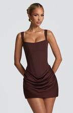 EVIE | Corset Draped Skirt Mini Dress