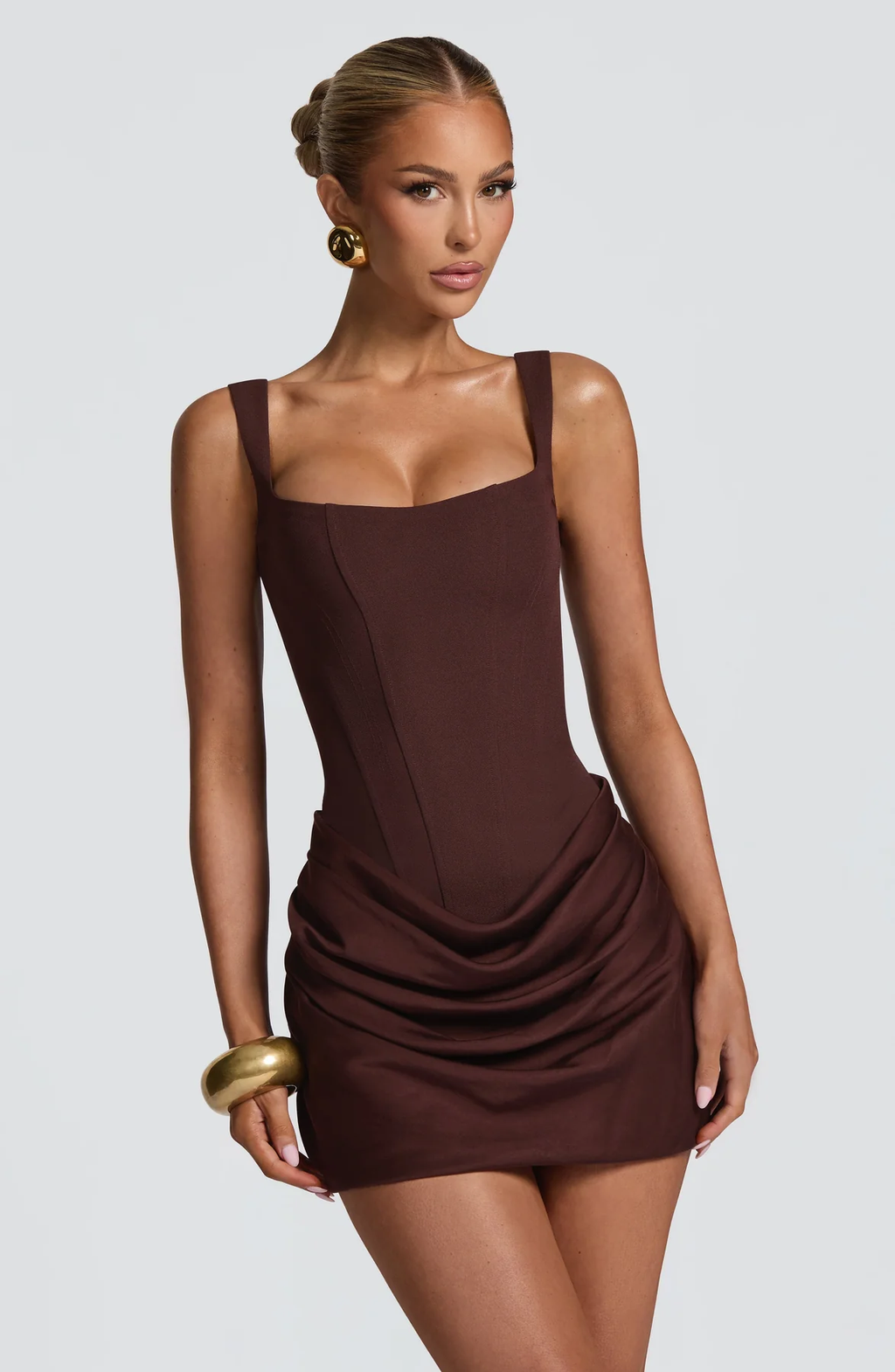 EVIE | Corset Draped Skirt Mini Dress