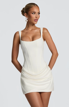 EVIE | Corset Draped Skirt Mini Dress