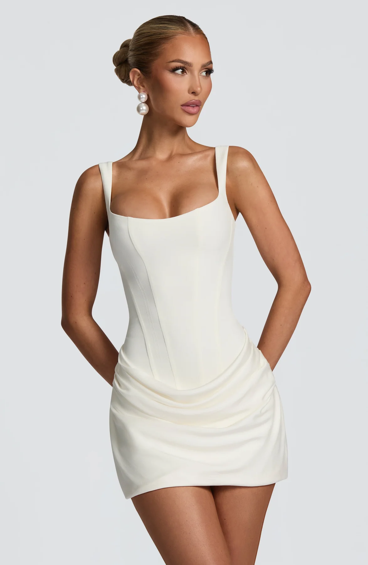 EVIE | Corset Draped Skirt Mini Dress