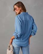 EVIE | Long Sleeve Button Front Denim Shirt