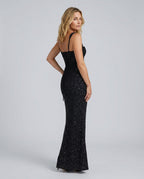 EVIE | Sequin Tie-Up Square Neck Maxi Dress