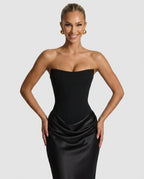 EVIE | Lace-Up Corset Strapless Maxi Dress