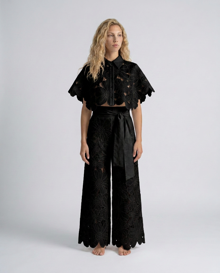 EVIE | Embroidered Lace Sleeveless Top & Skirt Set