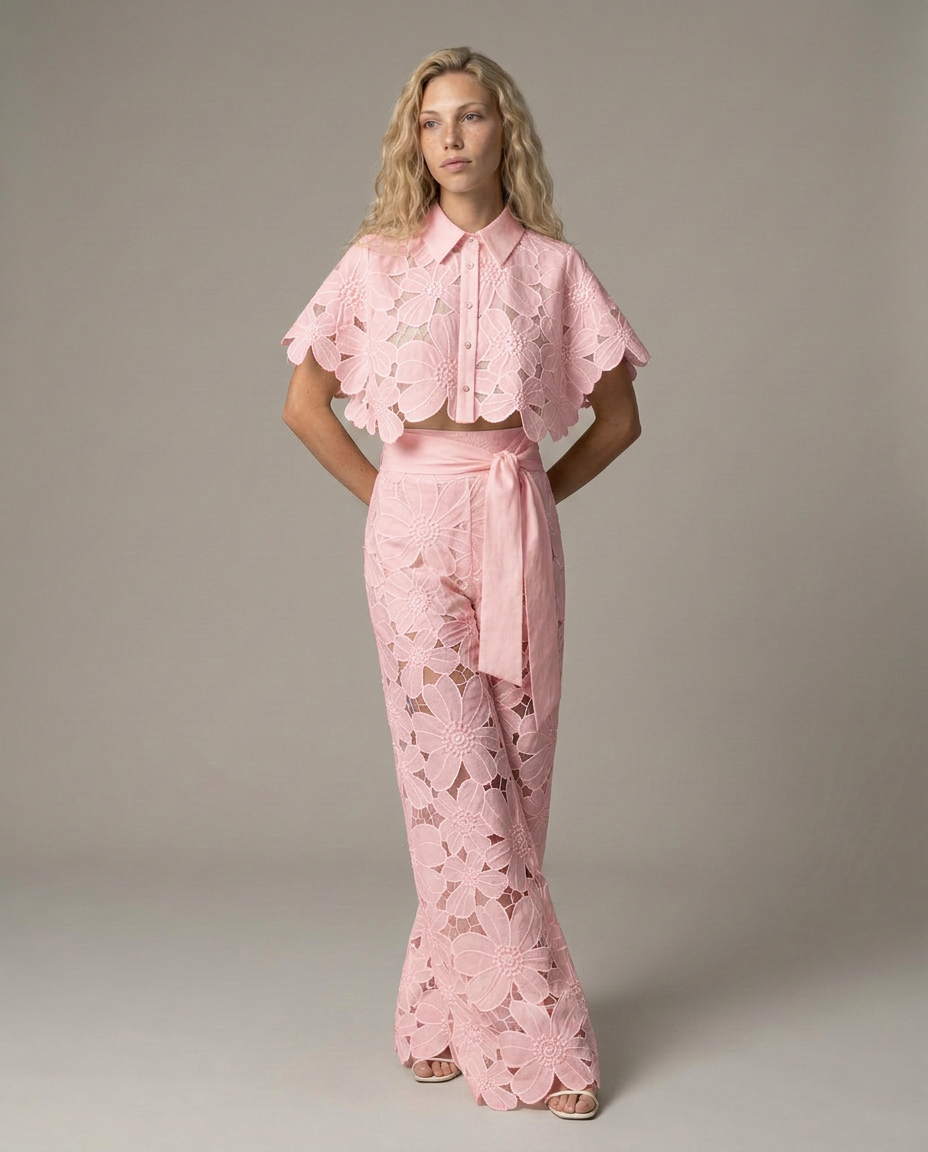 EVIE | Embroidered Lace Sleeveless Top & Skirt Set