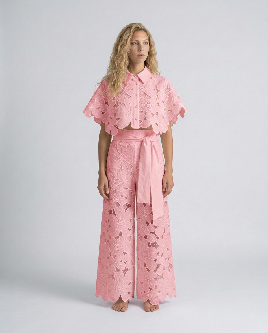 EVIE | Embroidered Lace Sleeveless Top & Skirt Set