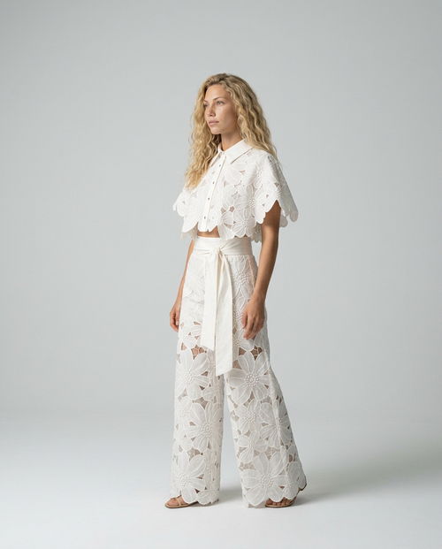 EVIE | Embroidered Lace Sleeveless Top & Skirt Set