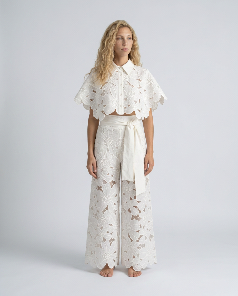EVIE | Embroidered Lace Sleeveless Top & Skirt Set
