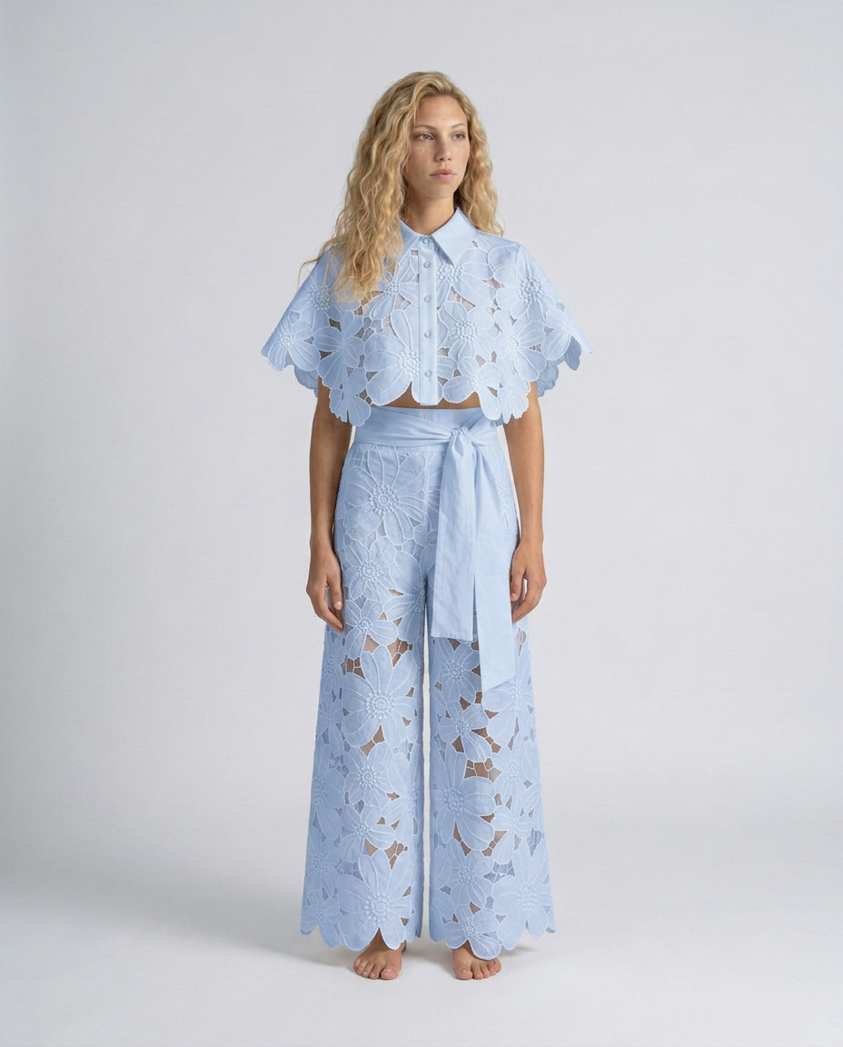 EVIE | Embroidered Lace Sleeveless Top & Skirt Set