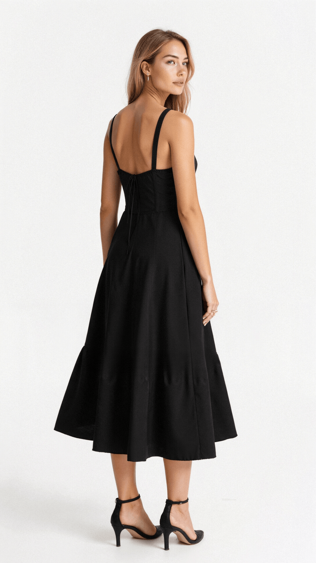 EVIE | Sleeveless Fitted Defined Waist Midi Dress