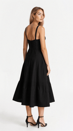 EVIE | Sleeveless Fitted Defined Waist Midi Dress