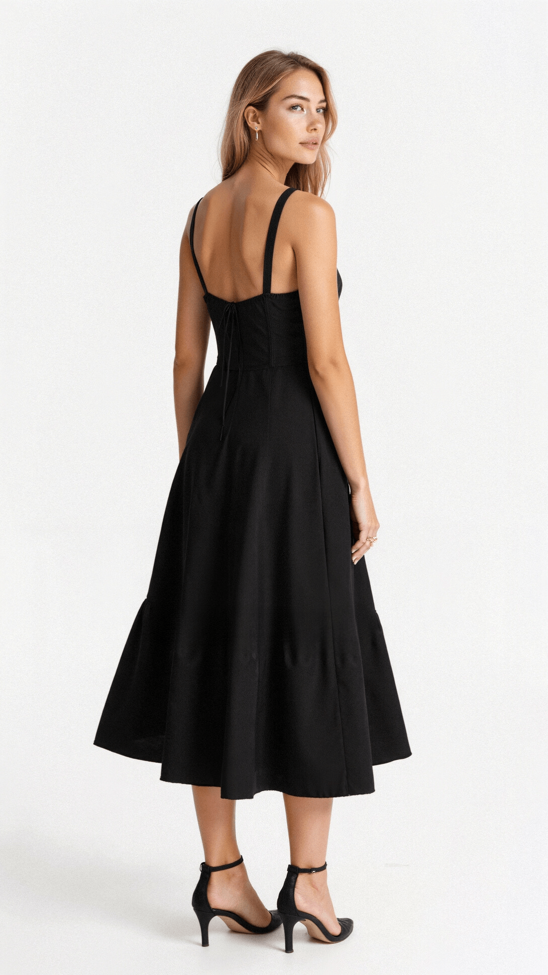 EVIE | Sleeveless Fitted Defined Waist Midi Dress