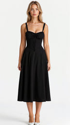 EVIE | Sleeveless Fitted Defined Waist Midi Dress