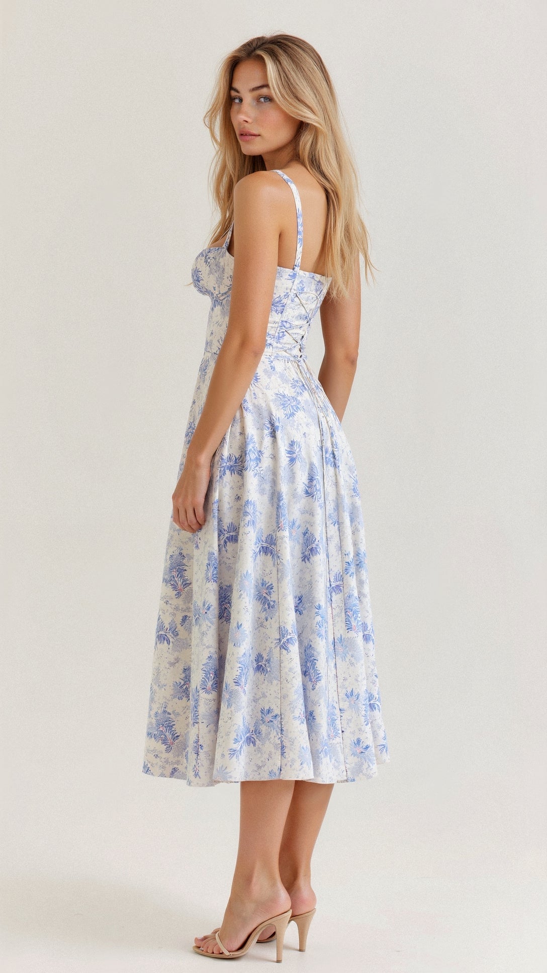 EVIE | Sleeveless Fitted Defined Waist Midi Dress