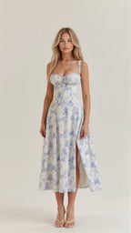 EVIE | Sleeveless Fitted Defined Waist Midi Dress