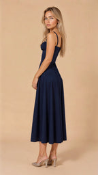 EVIE | Sleeveless Fitted Defined Waist Midi Dress