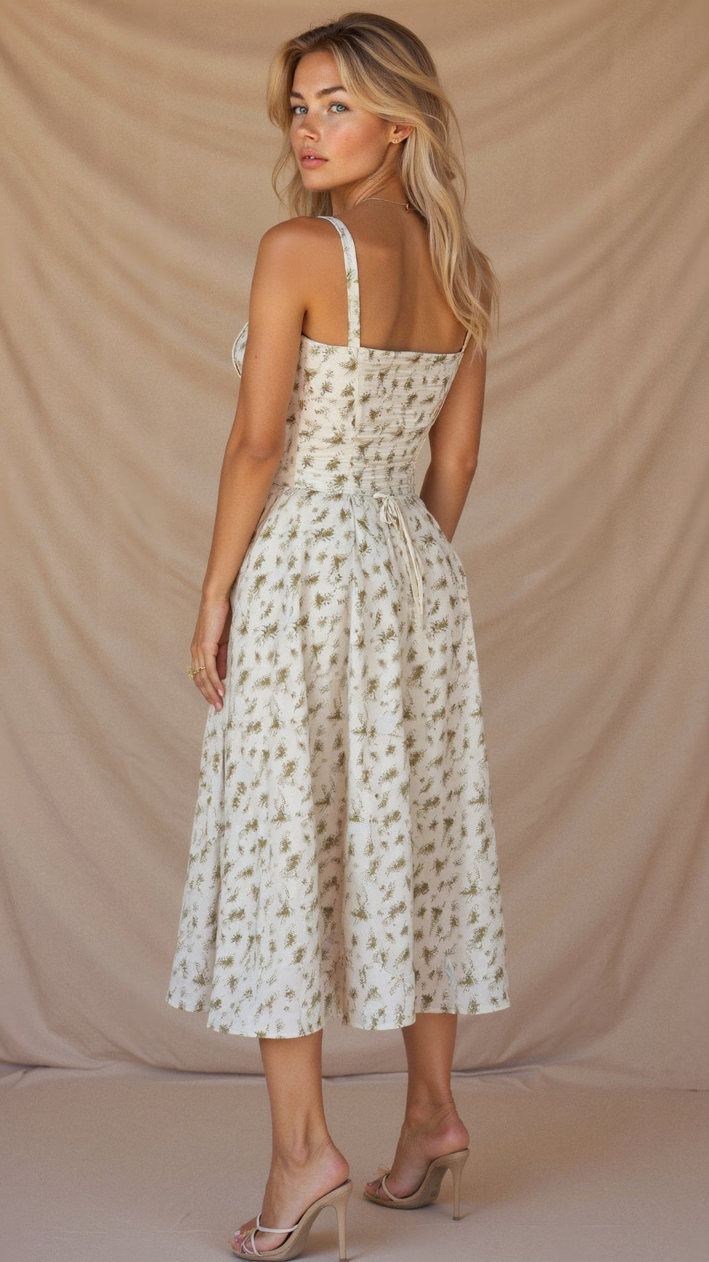 EVIE | Sleeveless Fitted Defined Waist Midi Dress