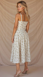 EVIE | Sleeveless Fitted Defined Waist Midi Dress