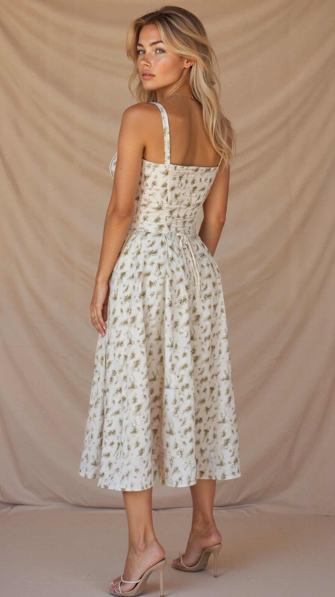 EVIE | Sleeveless Fitted Defined Waist Midi Dress