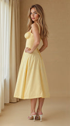 EVIE | Sleeveless Fitted Defined Waist Midi Dress