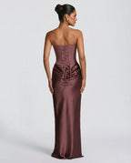 EVIE | Lace-Up Corset Strapless Maxi Dress