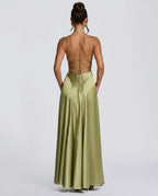 EVIE | Ruched Spaghetti Strap Bodycon Maxi Dress