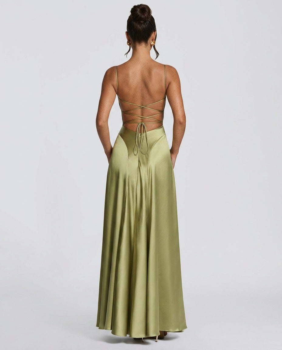 EVIE | Ruched Spaghetti Strap Bodycon Maxi Dress
