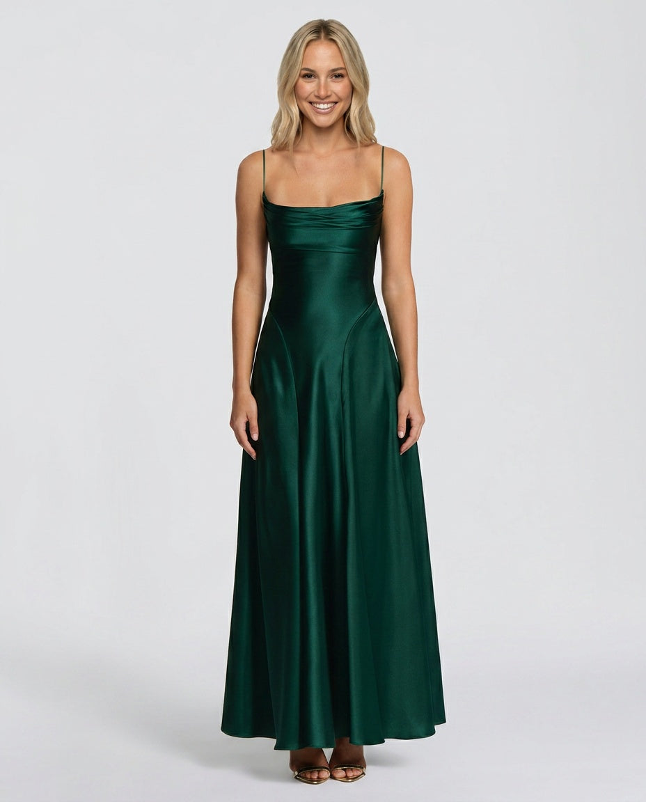 EVIE | Ruched Spaghetti Strap Bodycon Maxi Dress