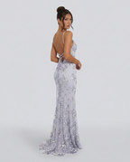 EVIE | Embellished Mesh Deep V-Neck Maxi Dress