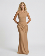 EVIE | One Shoulder Draped Satin Maxi Dress