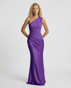 EVIE | One Shoulder Draped Satin Maxi Dress