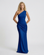 EVIE | One Shoulder Draped Satin Maxi Dress