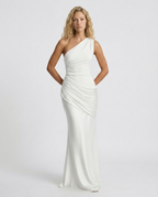 EVIE | One Shoulder Draped Satin Maxi Dress