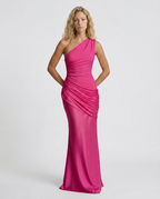 EVIE | One Shoulder Draped Satin Maxi Dress