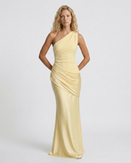 EVIE | One Shoulder Draped Satin Maxi Dress