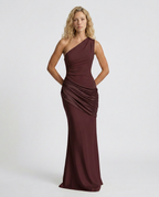 EVIE | One Shoulder Draped Satin Maxi Dress