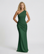 EVIE | One Shoulder Draped Satin Maxi Dress