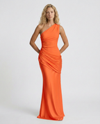 EVIE | One Shoulder Draped Satin Maxi Dress