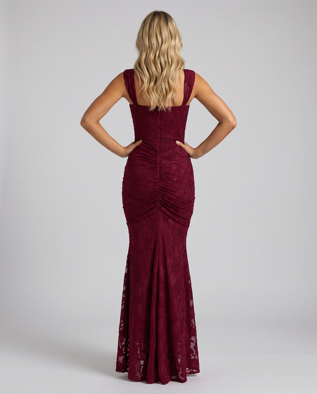 EVIE | Floral Lace Corset Ruched Skirt Maxi Dress
