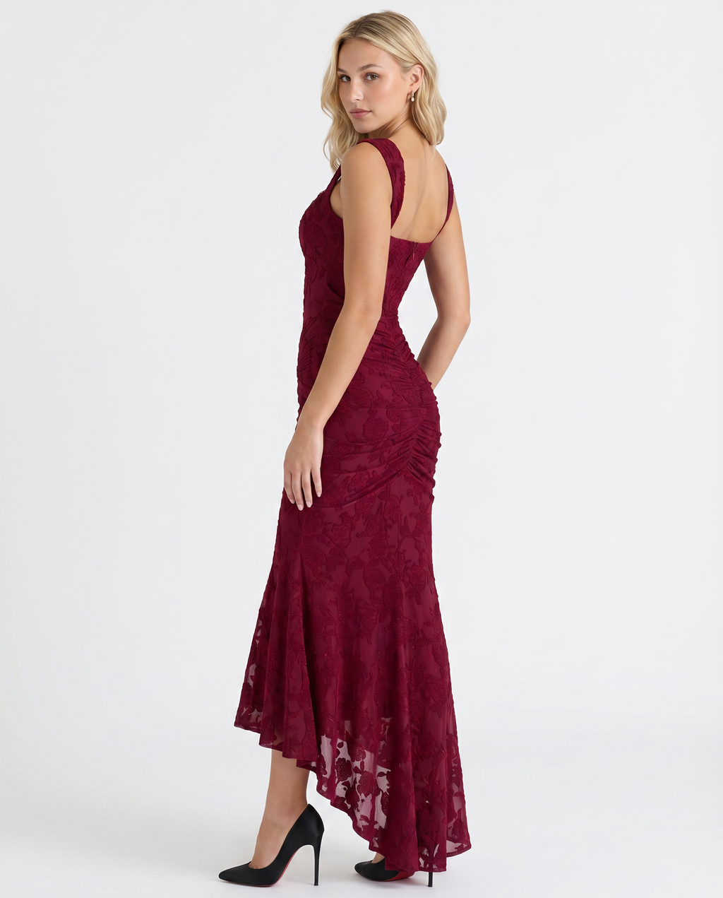 EVIE | Floral Lace Corset Ruched Skirt Maxi Dress