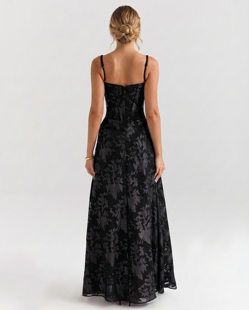 EVIE | Corset Bodice Lurex Maxi Dress